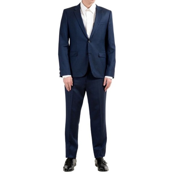 Hugo By Hugo Boss USA Navy Blue2 Piece Suit Super 100s Arti 182 Extra Slim 42L